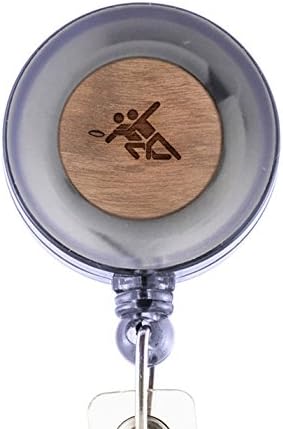 MODERN GOODS SHOP Ultimate Frisbee Id Badge Holder - Wooden ID Holder - Laser Engraved Design Custom ID Holder - Clip On Belt/Pocket Retractable ID Badge Holder