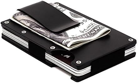 RFID Blocking Credit Card Holder, Aluminum Stainless Steel Metal Slim Wallet Secure Protection with Money Clip