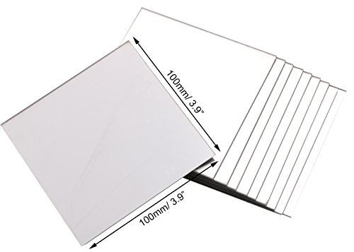 10PCs Mirrored Acrylic Plexiglass Sheet, 3.9"x3.9" Square Plastic Module Plate for DIY Model Project Picture Frame Mirror Material Supplies by Yeeco