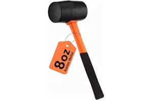 THUDCRAFT 8oz Rubber Mallet Hammer | Non-Marring Soft Blow Mallet with Fiberglass Shock-Absorbing Handle for Woodworking, Flooring, Camping, and Assembly