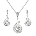 EVER FAITH 925 Sterling Silver CZ AAA Freshwater Cultured Pearl Elegant Necklace Earrings Set Clear