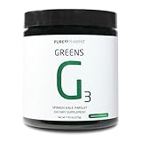 PurePharma G3 USDA Organic Greens Lemon Lime Flavor, Three Organic Nutrient-Dense Greens-Spinach, Kale, & Parsley, 2 servings of vegetables in each serving of G3!
