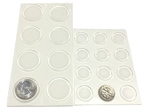 Round Clear Adhesive Bumpers Combo (Large, Medium) Pack - Set of 20 Transparent Self Stick Rubber Pads for Glass Table Top, Furniture, Electronics, Laptop, Mirrors - Made in USA