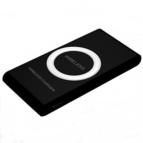 QI Wireless Power Bank 8thdays High Capacity 7000 Mah Portable Power Bank and Wireless Charger External Battery Pack 2 in 1 With Dual Fast Charging Port For IPhone ,Samsung And More(Black)