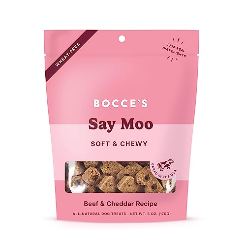 Bocce's Bakery Oven Baked Say Moo Treats for Dogs, Wheat-Free Everyday Dog Trea…