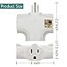 3-Grounded Outlet Adapter, ANKO T-shaped Heavy-Duty Grounded Power Tap; UL Listed - 3 Pack (White)