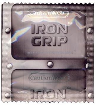 Caution Wear Iron Grip Tight, Snug Fitting Premium Lubricated Latex Condoms with Pocket/Travel Case (Brass Travel Case)