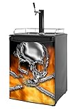 Kegerator Skin - Chrome Skull on Fire
