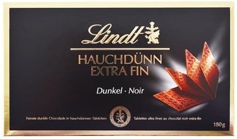 Lindt 1 Extra Fine Swiss Thins Dark Chocolate - 180 Grams; Large Pack