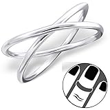 Pro Jewelry 925 Sterling Silver Crossed Circles Above Knuckle Ring Mid Finger Top 6152