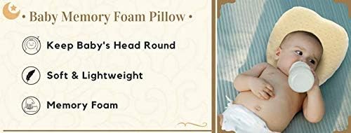 E-A Baby Pillow Preventing Flat Head Syndrome, Head Shaping for Infant, Peacefuly Sleep for Newborn, Cute Breathable and Soft Cover , Blue or Pink