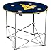 Logo Brands NCAA West Virginia Mountaineers Round Tailgating Table – Portable with Foldable Legs, 4 Cup Holders, Powder-Coated Steel, and 27.6