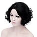 TopWigy Women Short Curly Wave Cosplay Wig Middle Part Retro Costume Wig with Wig Cap (Black 14