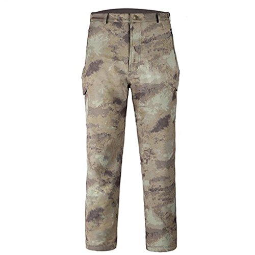 Eglemall Men's Military Tactical Hunting Pants Fleece Softshell Trousers Ruins Yellow L - Thumbnail 2