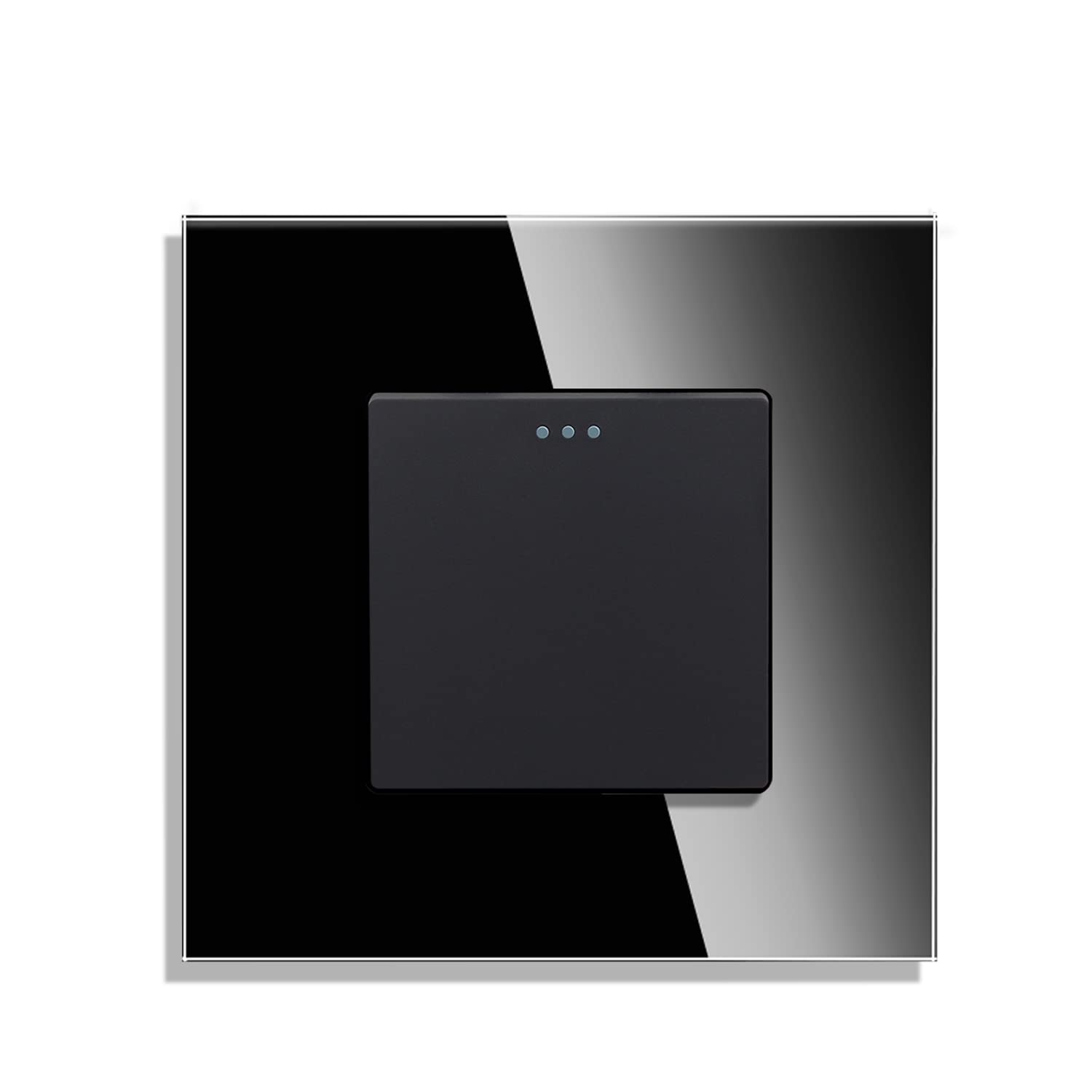 CNBINGO 3-Way Rocker Button Light Switch, Glass Panel Wall Switch