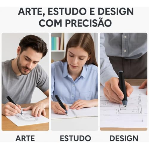 Kit Borracha Elétrica 25 Peças Portátil com Design Ergonômico – Ideal para Desenhos Técnicos, Esboços Artísticos, Escrita e Correções Precisas, Leve e de Fácil Uso Á Pilha Preto Premium