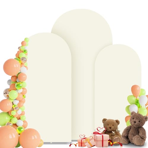 MEKOTRIN 3 Piezas de Fondo Cubierta de de Alta Elasticidad Espesar Fibra de Poliuretano Seda de Leche a Prueba de Decoloración para Fiestas de Boda (Beige, 4FT, 5FT, 6FT)