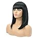 BLSWANER Bob Wigs with Bangs Synthetic Short Straight Hair Black Wigs for Women