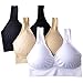 Mirity Padded Sports Bras For Women Freedom Seamless Racerback Spanx Yoga Bra Pack of 3, Black White Beige, X-Large
