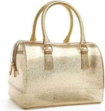 Small Ants The New Medium Jelly Bags Of Candy Color Transparent Crystal Handbag Handbag Women's Package (Golden)