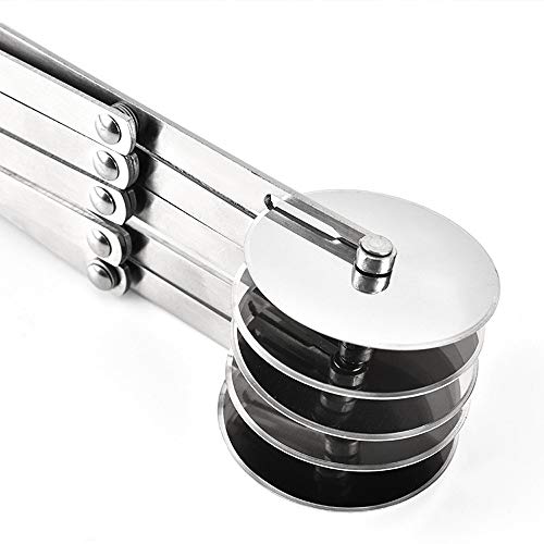 JDgoods 3/5/7-Wheel Pastry Cutter Stainless Steel Expandable Pizza Slicer Multi-Round Pastry Knife Baking Cutter Roller Cookie Dough Cutter Divider 5-Wheel One Size