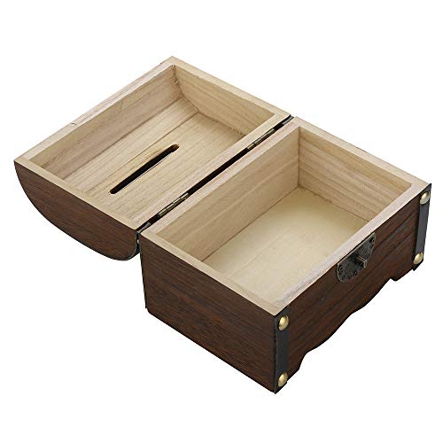 Lucoo Coin Bank ,Wooden Piggy Bank Safe Money Box Savings with Lock Wood Carving Handmade