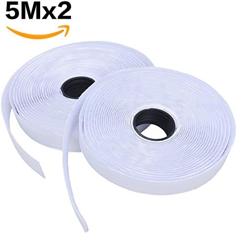 Hook and Loop Tape, Zenzus 5M White Double Sided Sticky Tape, Heavy Duty Reusable Self Adhesive Fastening Tape