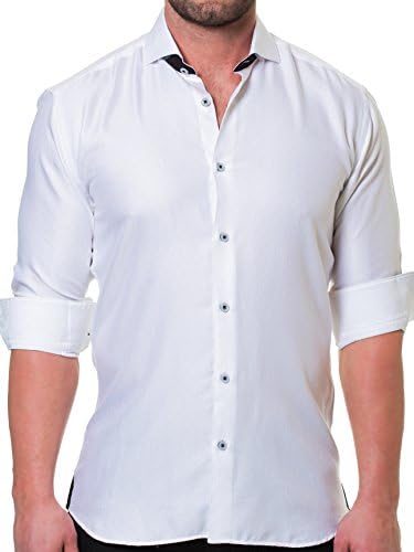 Maceoo Mens Designer Dress Shirt - Stylish &amp; Trendy - Wall Street Serenity White - Tailored Fit