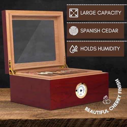 Mantello Cigars Humidors, Royal GlassTop Cigar Humidor, Cigar Box for