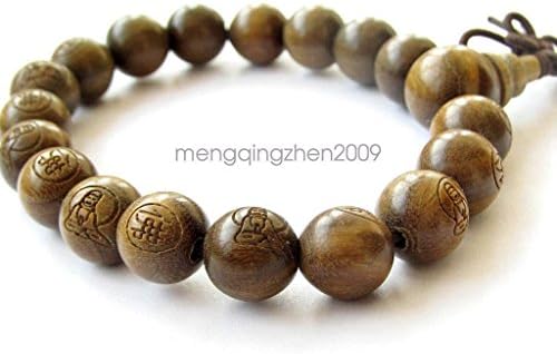Buddha Word Bodhisattva Sandalwood Wood Beads Tibet Budhist Prayer Mala Bracelet