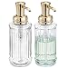 mDesign Fluted Plastic Refillable Liquid Soap Dispenser Pump Bottle for Bathroom Vanity Countertop, Kitchen Sink - Holds Hand Soap, Dish Soap, Hand Sanitizer, Essential Oil - 2 Pack - Clear/Soft Brass