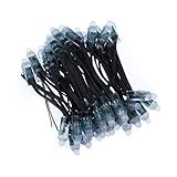 ALITOVE WS2811 Addressable LED Pixel Light 50pcs 5V 12MM Digital Dream Color Diffused RGB LED Pixels Module Round Black Wire IP68 Waterproof