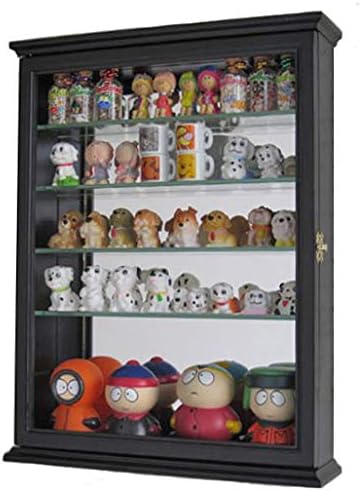 Amazon Com Sc06b Wall Curio Cabinet With Glass Shelves And Door Mirrored Background Black Home Kitchen