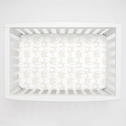 Carousel Designs Ivory Marching Elephants Mini Crib Sheet 5-Inch-6-Inch Depth - Organic 100% Cotton Fitted Mini Crib Sheet - Made in the USA