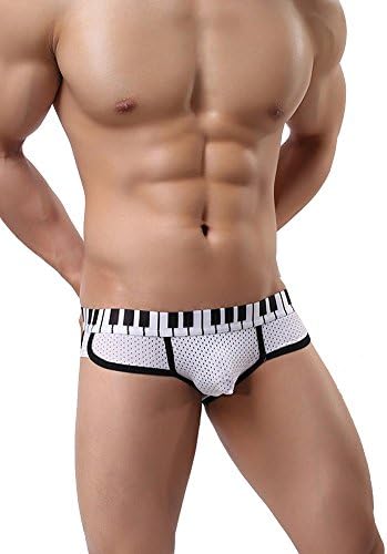 Mens Sexy Underwear Hipsters U Bulge Mesh Y froat Briefs Sigle Or Pack (S, White)