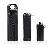 PPFISH 3 PCS Military Grade Air-Tight EDC Accessory Case, Pill Fob Capsule Keychain, Waterproof Match Case Battery Holder, Outdoor Survival Storage Metal Container Dry Box