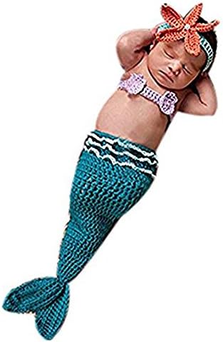 IFUNEYS Fashion Newborn Boy Girl Baby Handmade Crochet Knitted Photo Photography Prop Mermaid Tail Romper Outfits
