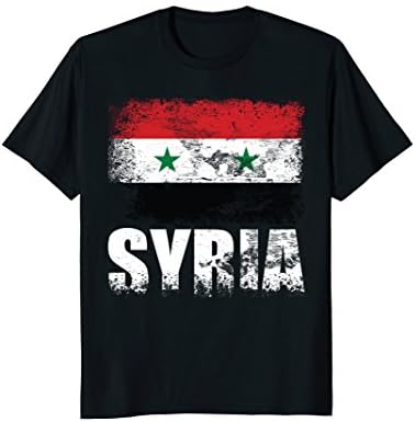Mens Syria Flag T-Shirt | Syrian Flag Tee 3XL Black