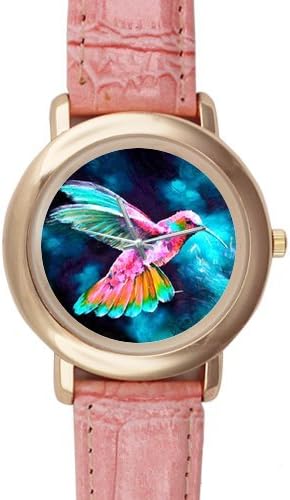 Special Design Cute and Beautiful Hummingbird, Animal Pattern Pink Ladies Leather Alloy High-grade Watch