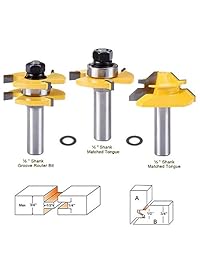 Juego de herramientas para enrutador de lengua y ranura   1 2" vástago ranurador Bit 1 2" vástago a juego lengua 1 2" vástago 45° bloqueo Miter router Bit para enrutador de mesa base cocina baño
