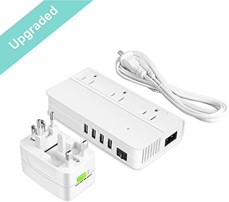 HCMAOE Universal Travel Adapter 220V to 110V Voltage Converter with 6A 4 Port USB Charging and All-in-one International Power Adapter - [Use for USA Appliances Overseas in UK, EU, AU, Asia Covers 150+