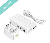 HCMAOE Universal Travel Adapter 220V to 110V Voltage Converter with 6A 4 Port USB Charging and All-in-one International Power Adapter - [Use for USA Appliances Overseas in UK, EU, AU, Asia Covers 150+