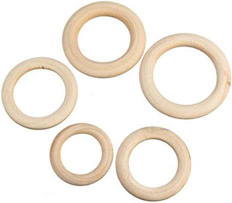 Taloyer Natural Wooden Baby Teething Rings Organic Kids Toy Accessories for Necklace DIY Crafts (35mm)