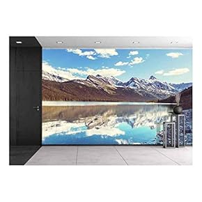 Picturesque Rocky Peaks of The Glacier National Park, Montana, USA - Removable Wall Mural | Self-Adhesive Large Wallpaper - 66x96 inches