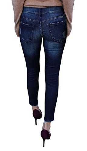 Kancan Women's Distressed Motto Denim Ankle Skinny Dark Wash KC208201SD Size 7 - Thumbnail 2
