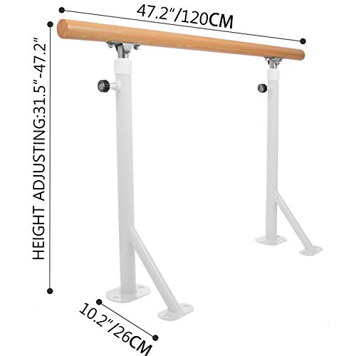 Popsport 4 Feet Height Ballet Barre?Freestanding Ballet Bar Professional Height Floor Mount(4FT,White Single)
