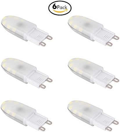 Sanniu G9 LED Light Bulbs, 2.5W (30W Halogen Equivalent), 250LM, Daylight White (6000K), 2835SMD Daylight White, 360 Degree Beam Angle LED Bulbs for House Lighting (Pack of 6)