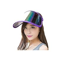 Guerbrilla Plastic Sun Visor UV Protection Hat (Shiny Transparent Plastic)- Adjustable Angle, One Size Fits Most (purple)