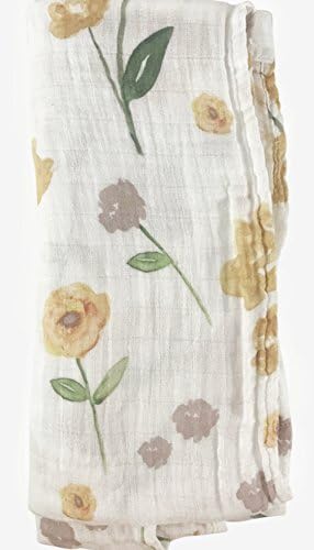 Mebie Baby 100% Cotton Muslin Swaddle (Yellow Floral)