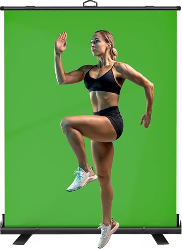WASJOYE tragbarer grüner Hintergrund, Greenscreen Professioneller Chromakey-Hintergrund für Fotografie, Video, Live Gaming-Streaming,Virtual Studio, T
